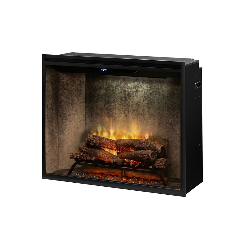 New Dimplex Revillusion Portrait 36 inch Built-In Electric Firebox w/ Glass and Plug Kit | Weathered Concrete