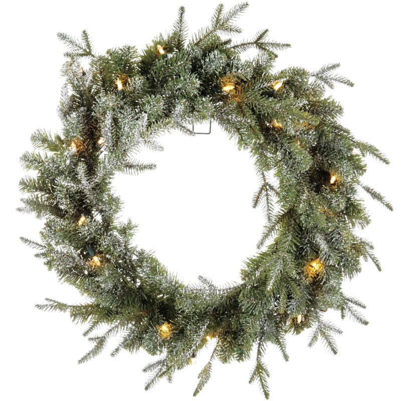 Noma 24″ Frosted Artificial Battery Operated Pre Lit Holiday Wreath (Open Box)