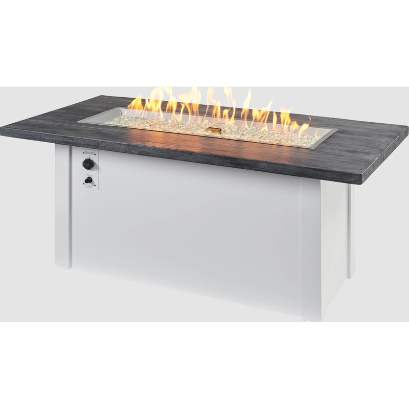 utdoor Greatroom – 62W x 30’D – Havenwood Steel White Rectangular Carbon Grey Everblend Top Gas Fire Pit Table – Direct Spark Ignition Natual Gas