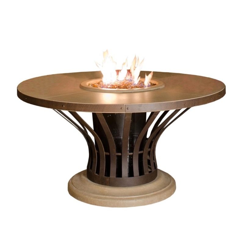 American Fyre Designs Fiesta 54-Inch Round Gas Fire Pit Dining Table Propane White Aspen