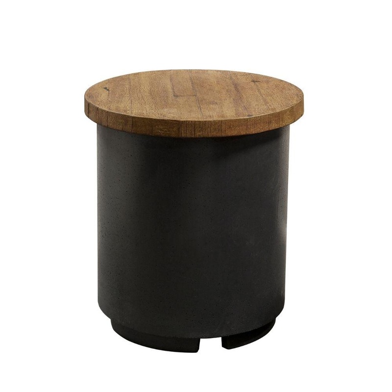 American Fyre Designs Contempo Reclaimed Wood Tank/End Table French Barrel Oak