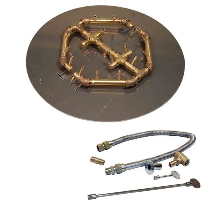 Warming Trends Crossfire CFBO Octagonal Brass Gas Fire Pit Burner Kit 140K BTU 10.75 x 13.75-Inch with WATERSTOP Natural Gas I already have a Plate