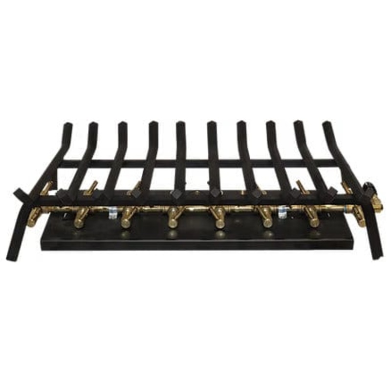 Warming Trends Outdoor Fireplace Kit For 42-Inch Opening With 230K BTU Tree-Style Crossfire Brass Burner Natural Gas Push Button Spark Ignition