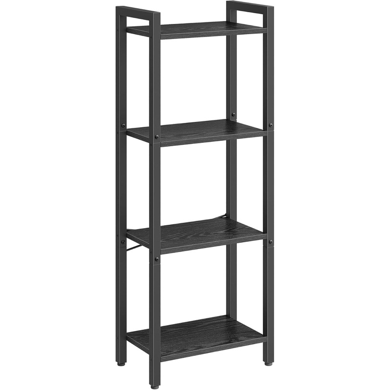 4-Tier Tall Bookshelf, Bookcase with Steel Frame, Book Shelf for Living Room, Home Office, Study, 9.4 X 15.7 X 42.1 Inches, Industrial Style, Ebony Black and Black ULLS099B56 Ebony Black + Black 4 Tiers (9.4″D X 15.7″W X 42.1″H)
