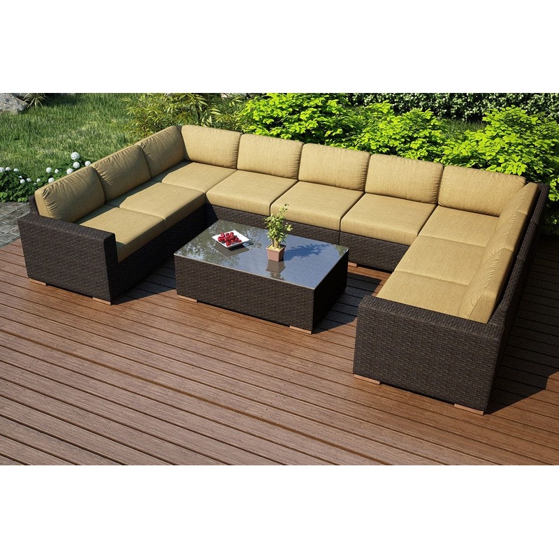 Harmonia Living – High-Density Polyethylene | Arden 10 Piece Surround Sectional Set | HL-ARD-CH-10SEC Heather Beige