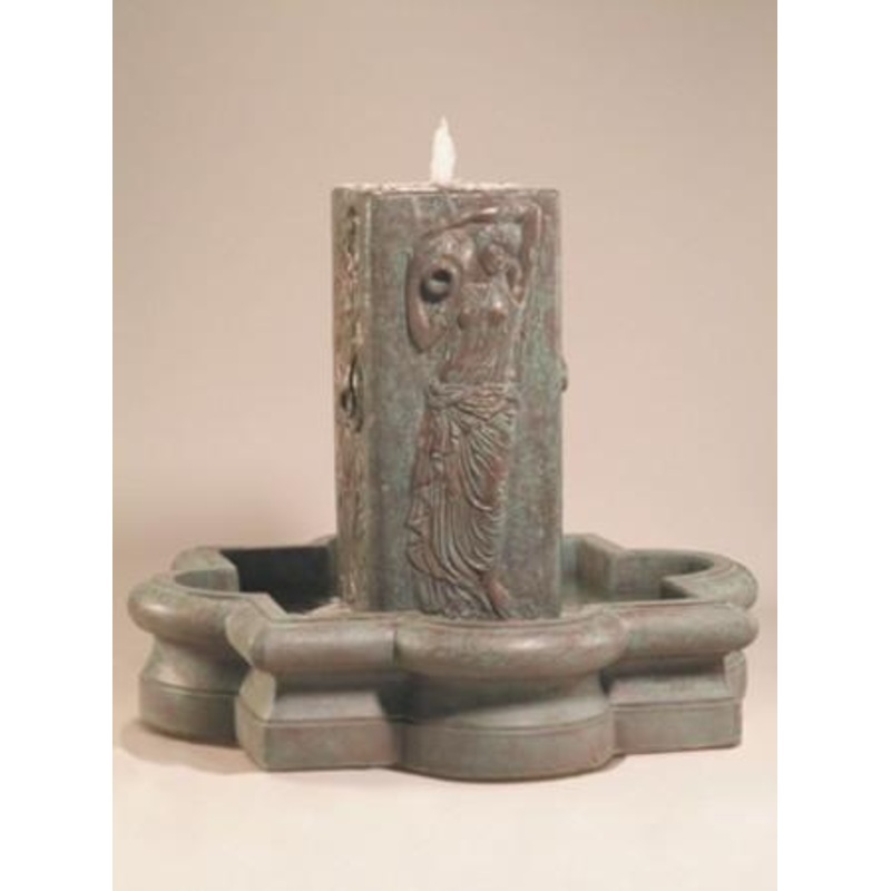 Water Maiden Outdoor Water Fountain in Quatrefoil Basin