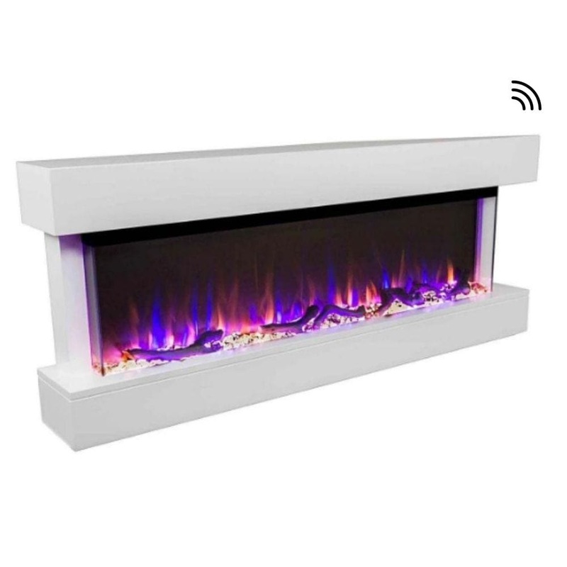 Touchstone Chesmont 50-Inch Wall Mounted 3-Sided Smart Electric Fireplace White