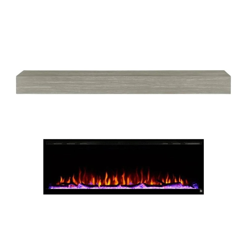 Touchstone Sideline Elite 60-Inch Electric Fireplace with Modern Zachary Mantel Graywash
