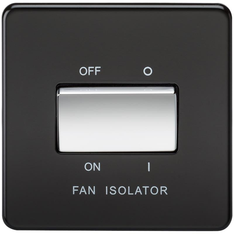 10A 1G 3 Pole 230V Screwless Matt Black Electric Fan Isolator Switch