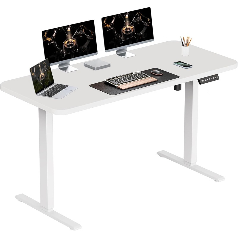 48″ White One-Piece Electric Standing Desk