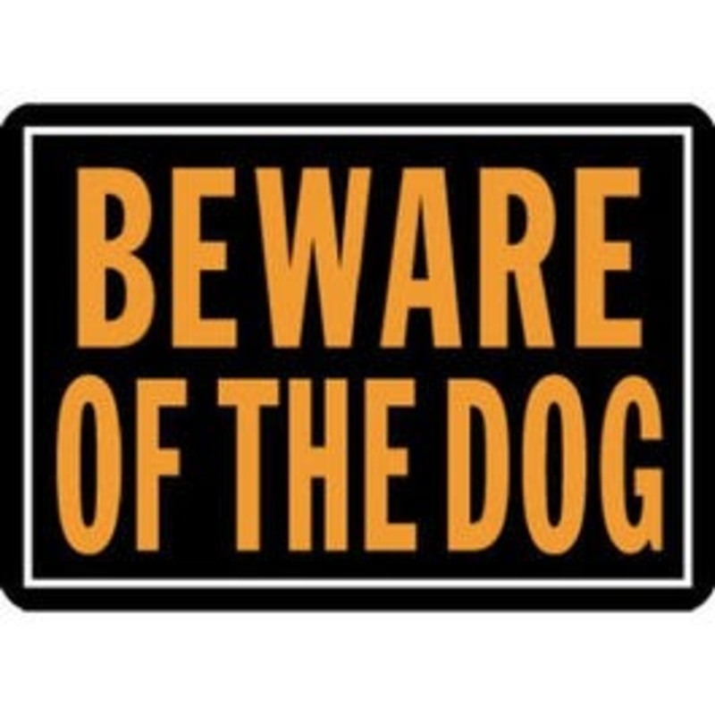“Beware Of Dog” Sign, Hy-Glo Orange/Black Aluminum, 10 x 14-In.