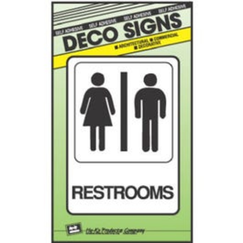 “Restrooms” Sign, Black Embossed Plastic, 5 x 7-In.