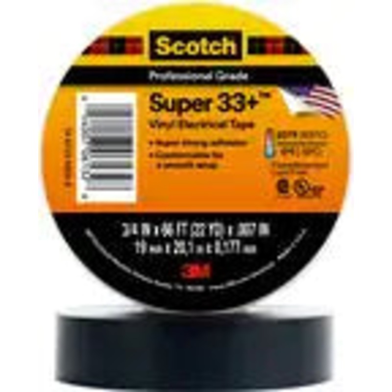 3M Scotch Super 33+ Vinyl Electrical Tape, Black, 3/4 inch x 66 ft