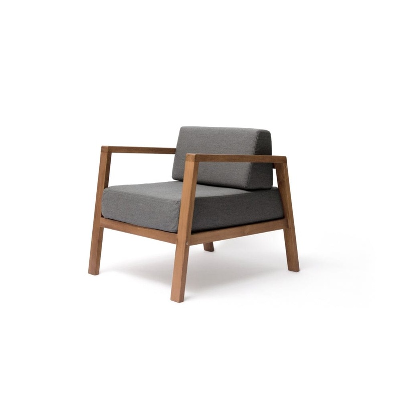 Blinde Design Sit A28 28-Inch Teak Wood Armchair Flanelle