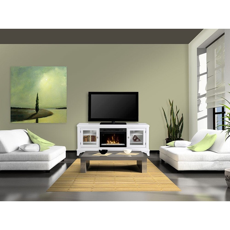 Winterstein Electric Fireplace Media Console w/ Glass in White