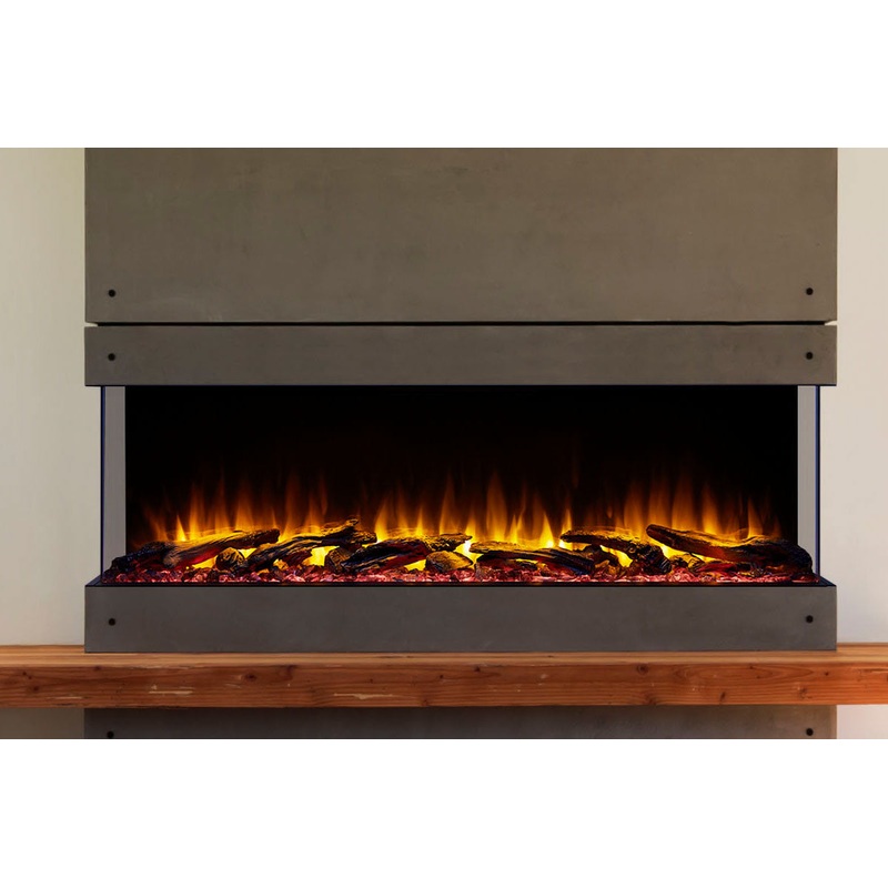 SimpliFire Scion Trinity 55″ Multi-Side View Built In Electric Fireplace Clear Crystals & Driftwood Logs (included)
