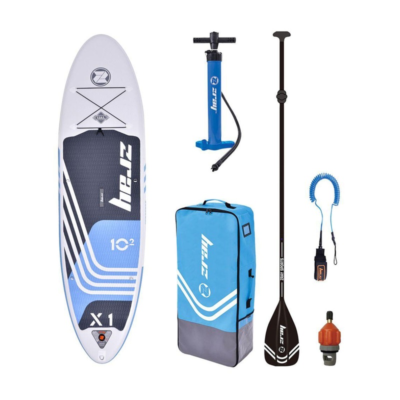 10’2″ X-Rider X1 Inflatable SUP All Around Paddle Board Kit,Blue/White(Open Box)