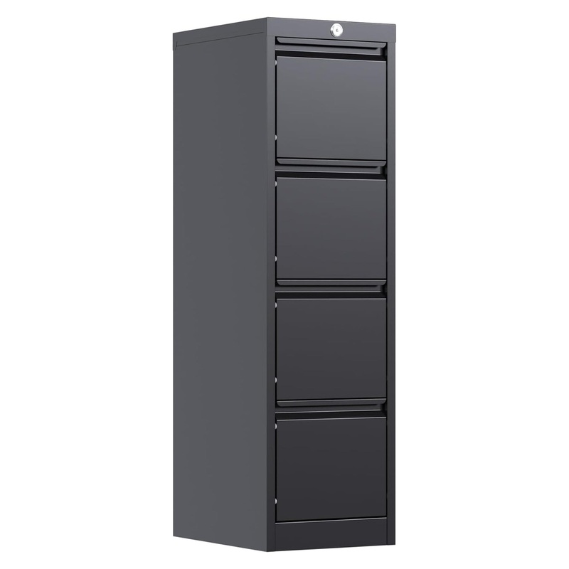 AOBABO 4 Drawer Vertical Metal Cabinet w/Lock for Home & Office, Black(Open Box)