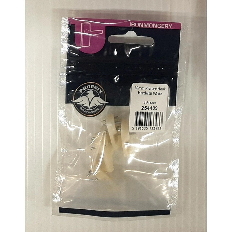 30mm Hardwall Picture Hook White (4) Default