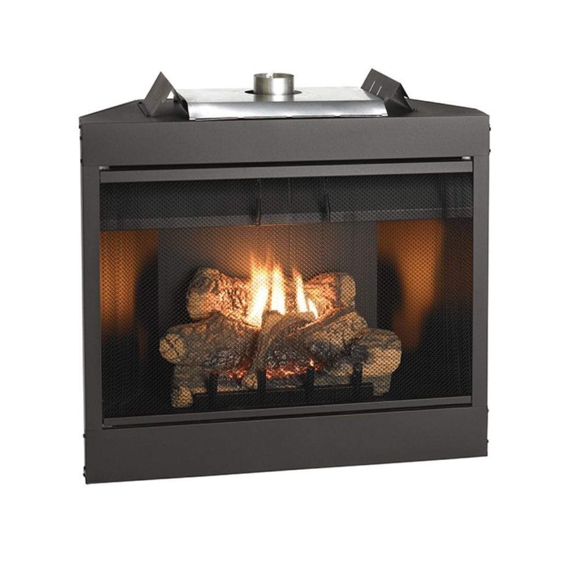 White Mountain Hearth 36″ Keystone Deluxe B-Vent Gas Fireplace with Contour Burner and Log Set Flush Face Millivolt