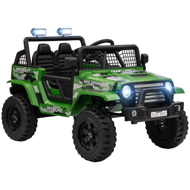 12V Battery Powered Kids Ride On Car, Electric Truck w/ Spring Suspension, Remote, Music Horn Lights – Green
