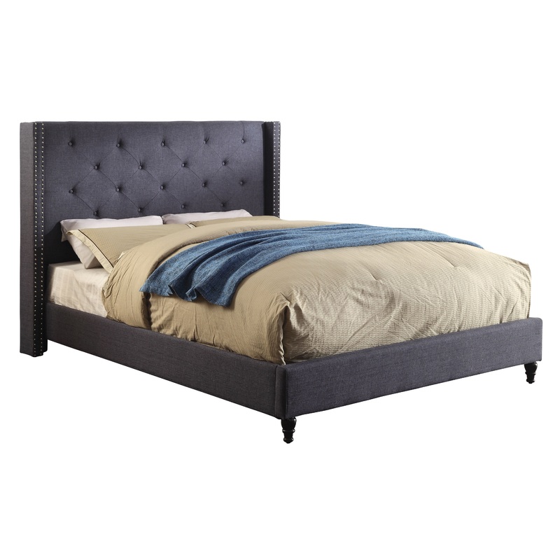 Minkoff Contemporary Fabric Platform Bed in Queen