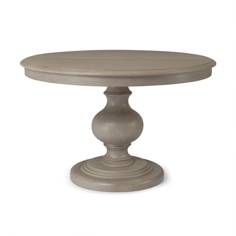Zola Classical Round Wooden Dining Table in Antiqued Grey Finish