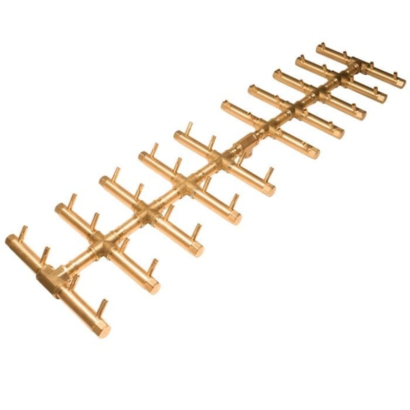 Warming Trends Crossfire CFBDT Double Tree-Style Brass Gas Fire Pit Burner 160K BTU 15.5 x 10-Inch with WATERSTOP Natural Gas