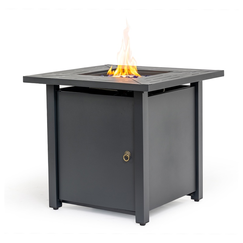 30″ Propane Gas Fire Pit Table, 50000 BTU Square Steel Fire Pit for Outside Patio Deck Garden Backyard-Black Black