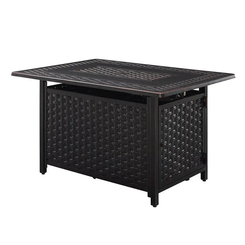 Albany 44″ Rectangular Woven Aluminum Convertible Gas Fire Pit Table