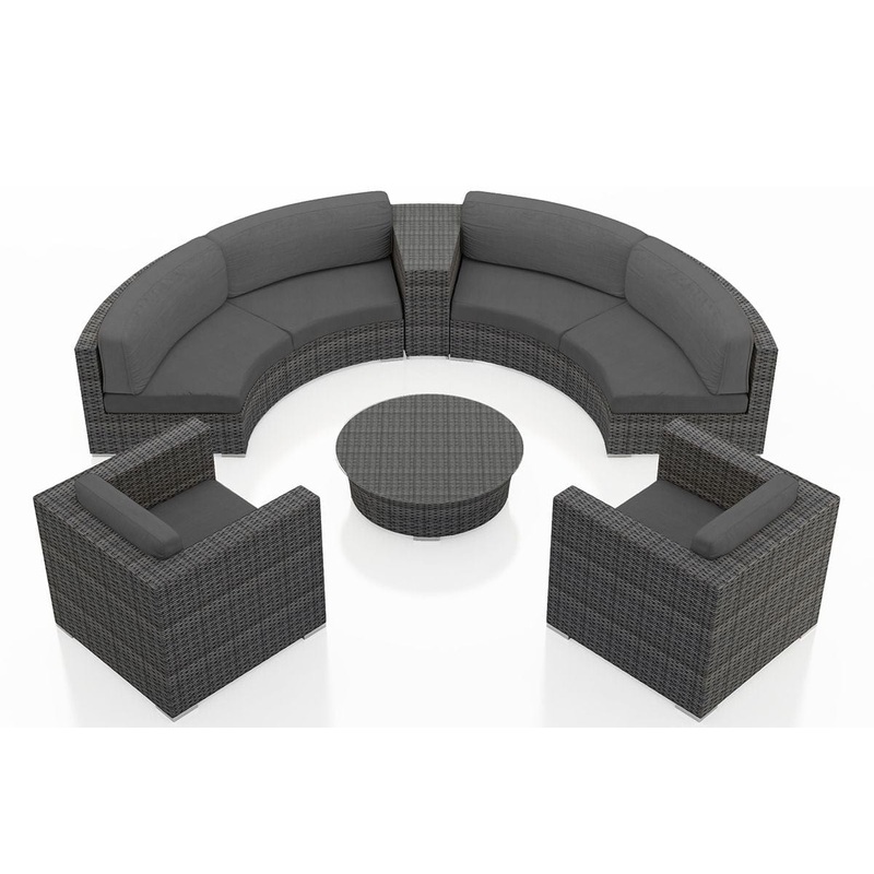 Harmonia Living – District 6 Piece Curved Sectional Set | Fabric Sunbrella | HL-DIS-TS-6CSEC Canvas Charcoal