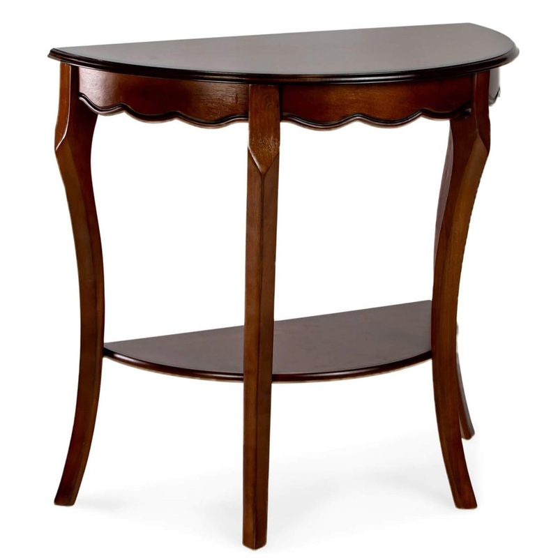 All Things Cedar Wood Half Moon Console Table w/ Storage Shelf, Cherry(Open Box)