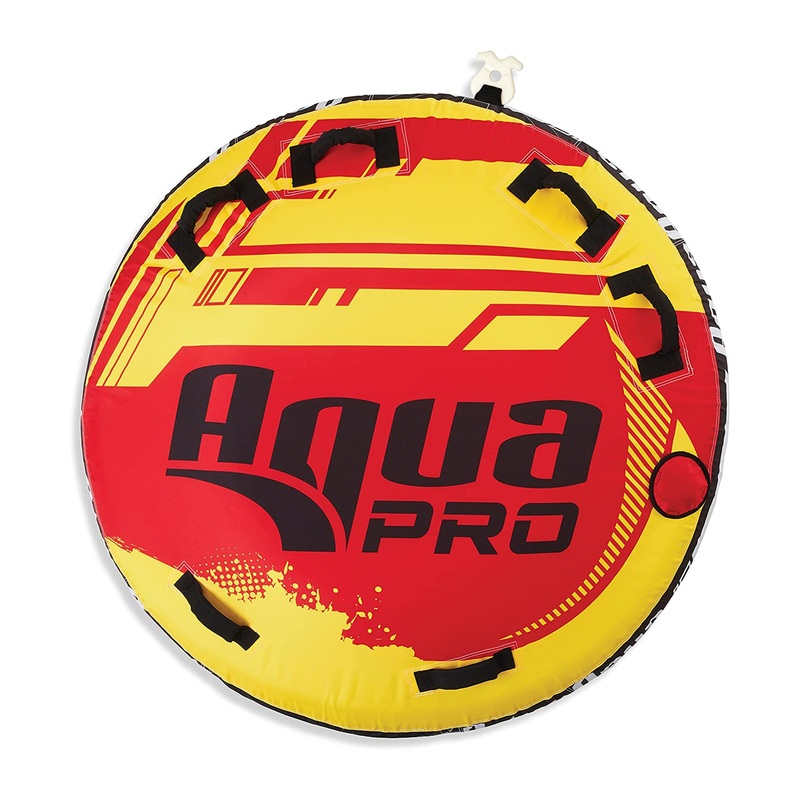 AquaPro 60″ Heavy Duty Nylon Deck Style Towable 1 Rider, Yellow & Red (Used)