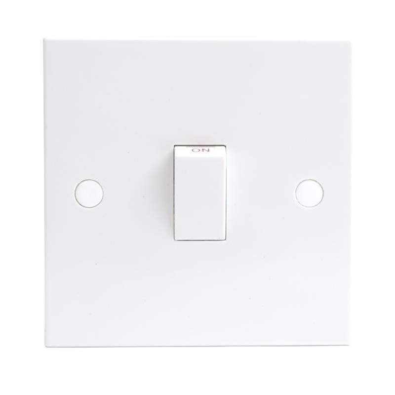 20A White 1G Double Pole 230V Electric Wall Plate Switch