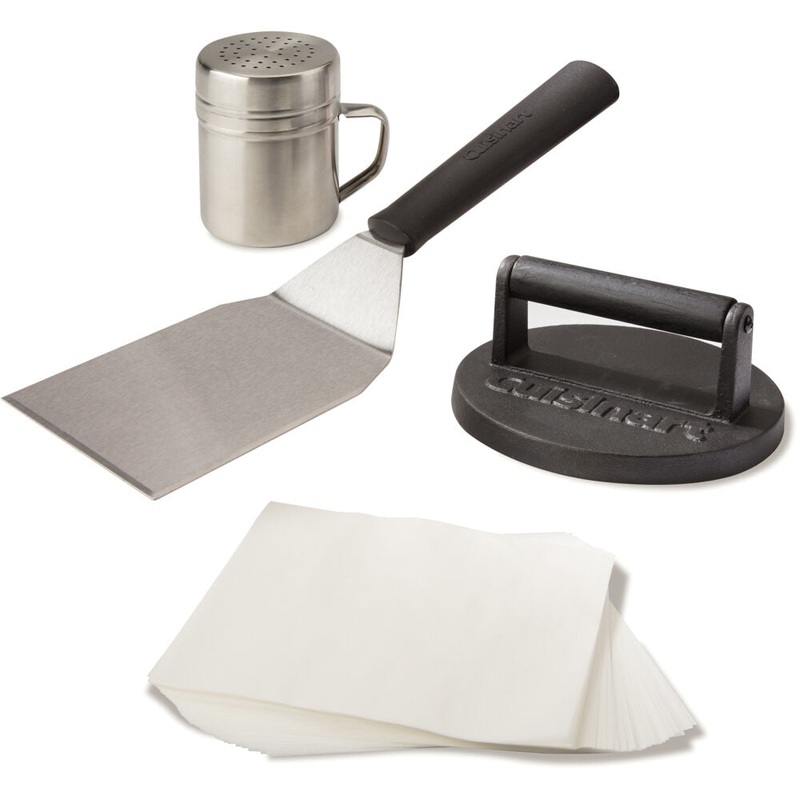 Cuisinart Grill – Smashed Burger Kit, Incl. Smasher, Flipper, Seasoning Shaker, Papers – CSBK-400