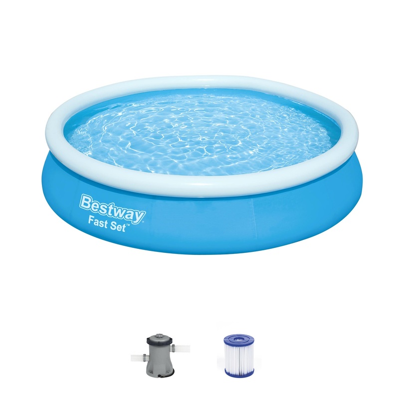 12′ x 30″ Fast Set Inflatable Above Ground Pool w/ Filter Pump(Open Box)