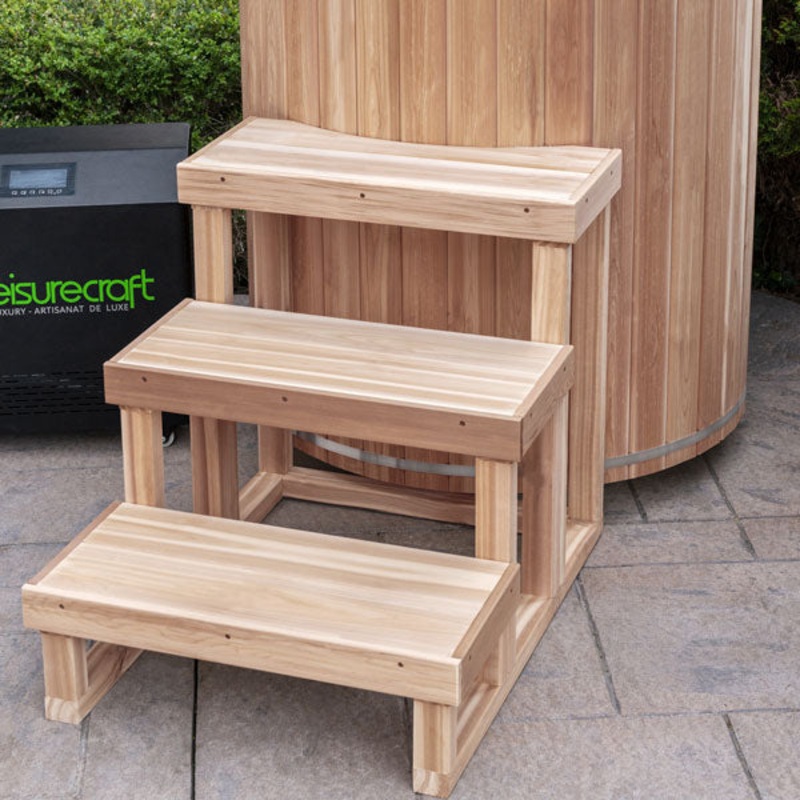 Dundalk Leisurecraft 3 Tier Steps for Cold Plunge – Clear Red Cedar