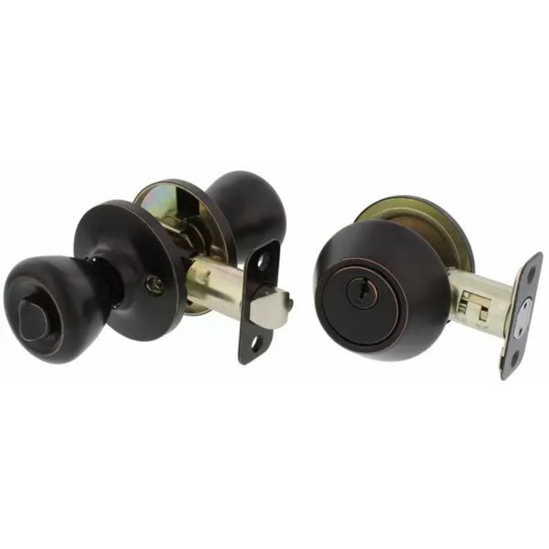Ultra Hardware Oil Rubbed Bronze Keyed Entry Knob & Single Deadbolt Combo