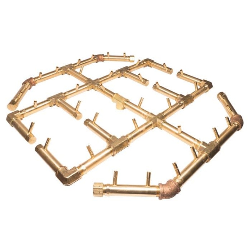 Warming Trends Crossfire CFBO Octagonal Brass Gas Fire Pit Burner 140K BTU 10.75 x 13.75-Inch with WATERSTOP Natural Gas