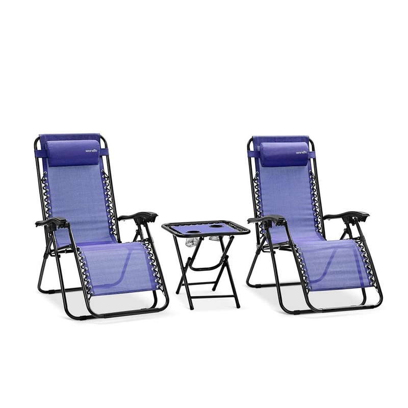 Zero Gravity Chair Set 2-Pack, Ultimate Comfort, Steel & Textilene, Blue