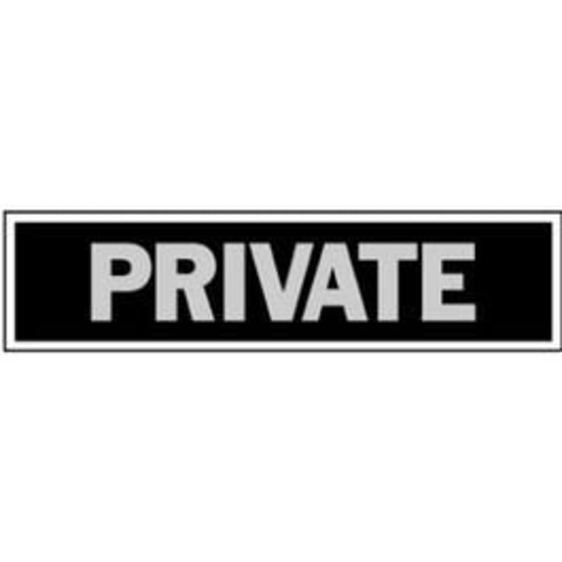 “Private” Sign, Black Aluminum, 2 x 8-In.