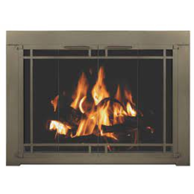 Fireside Glass Enclosures Textured Black Nantucket Masonry Glass Enclosure 36″ x 25″