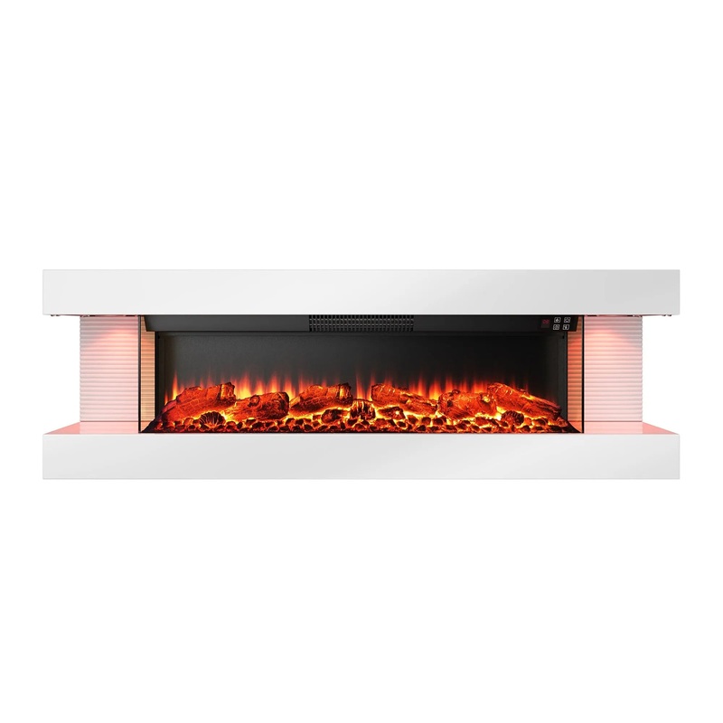 32/50 Inch Wall Mounted Electric Fireplace with Remote 32 Inch White