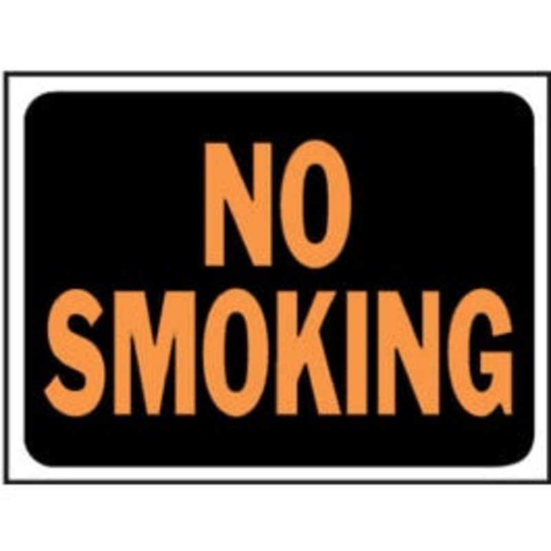“No Smoking” Sign, Hy-Glo Orange/Black Plastic, 9 x 12-In.