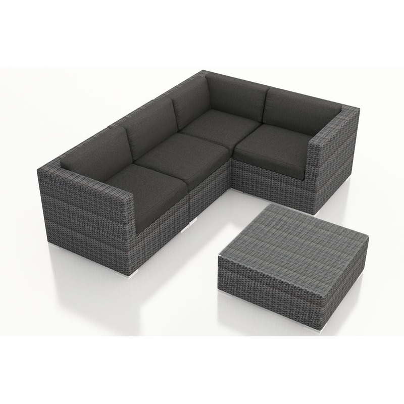 Harmonia Living – District 5 Piece Sectional Set | Fabric Sunbrella | HL-DIS-TS-5SEC Canvas Charcoal