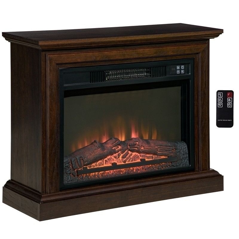 31-Inch Brown Electric Fireplace Heater with Dimmable Flame, Indoor Use