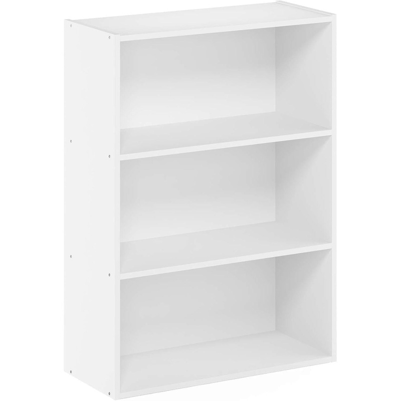 Pasir 3-Tier Open Shelf Bookcase, Plain White Plain White 3-Tier