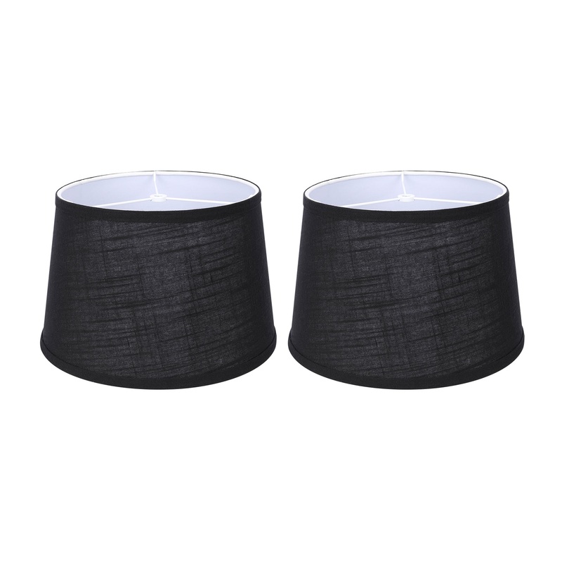 ALUCSET 10 x 12 x 8 Inch Linen 2 Tone Drum Lamp Shade, Black & White (Open Box)