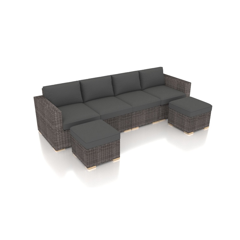 Harmonia Living – Dune 6 Piece Sectional Set | Fabric Sunbrella | HL-DUNE-DW-6SEC Canvas Charcoal