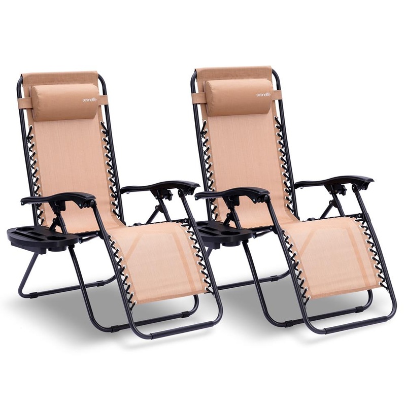 Zero Gravity Chairs Set of 2, Ultimate Comfort, Steel Mesh, Cream